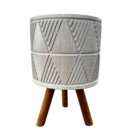 Bitki Tasarımı Ev dekorasyon Bej Piramit Ayaklı Beton Saksı Çiçeklik Saksılık