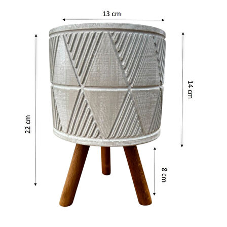 Bitki Tasarımı Ev dekorasyon Bej Piramit Ayaklı Beton Saksı Çiçeklik Saksılık