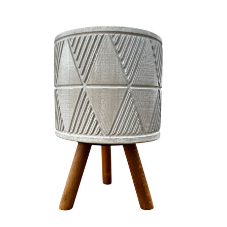 Bitki Tasarımı Ev dekorasyon Bej Piramit Ayaklı Beton Saksı Çiçeklik Saksılık