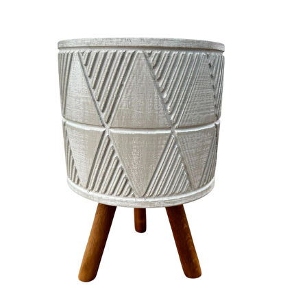 Bitki Tasarımı Ev dekorasyon Bej Piramit Ayaklı Beton Saksı Çiçeklik Saksılık