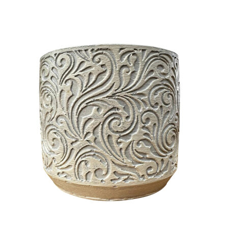 Bitki Tasarımı Ev dekorasyon Bej Çiçek Desen Beton Saksı Çiçeklik Saksılık