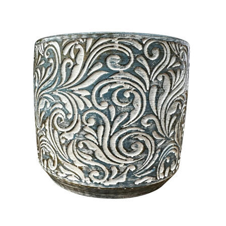 Bitki Tasarımı Ev dekorasyon Mavi Eskitme Çiçek Desen Beton Saksı Çiçeklik Saksılık