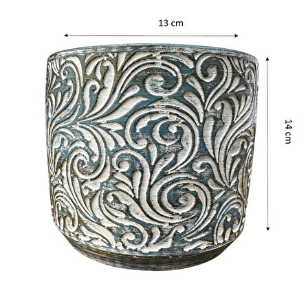 Bitki Tasarımı Ev dekorasyon Mavi Eskitme Çiçek Desen Beton Saksı Çiçeklik Saksılık