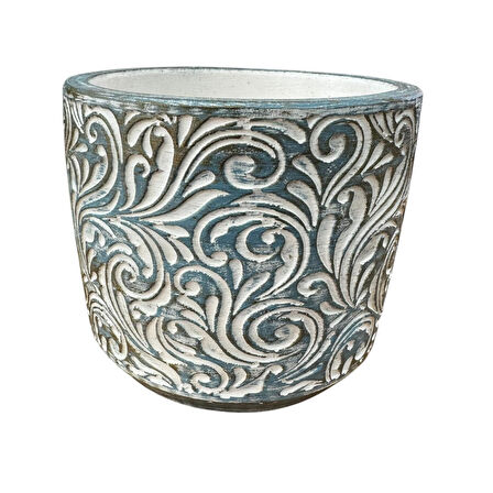 Bitki Tasarımı Ev dekorasyon Mavi Eskitme Çiçek Desen Beton Saksı Çiçeklik Saksılık