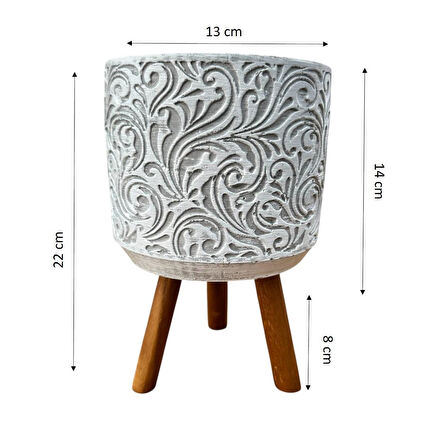 Bitki Tasarımı Ev dekorasyon Gri Çiçek Desen Ayaklı Beton Saksı Çiçeklik Saksılık