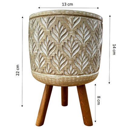 Bitki Tasarımı Ev dekorasyon Bej Lotus Ayaklı Beton Saksı Çiçeklik Saksılık