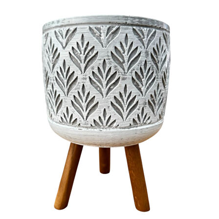 Bitki Tasarımı Ev dekorasyon Gri Lotus Ayaklı Beton Saksı Çiçeklik Saksılık