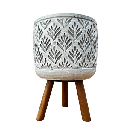 Bitki Tasarımı Ev dekorasyon Gri Lotus Ayaklı Beton Saksı Çiçeklik Saksılık