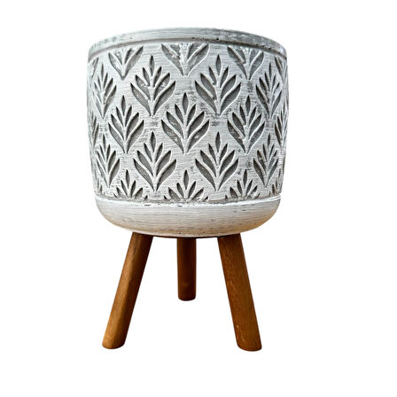 Bitki Tasarımı Ev dekorasyon Gri Lotus Ayaklı Beton Saksı Çiçeklik Saksılık