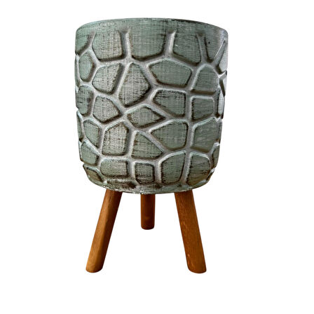 Bitki Tasarımı Ev dekorasyon Yeşil Eskitme Yonca Ayaklı Beton Saksı Çiçeklik Saksılık