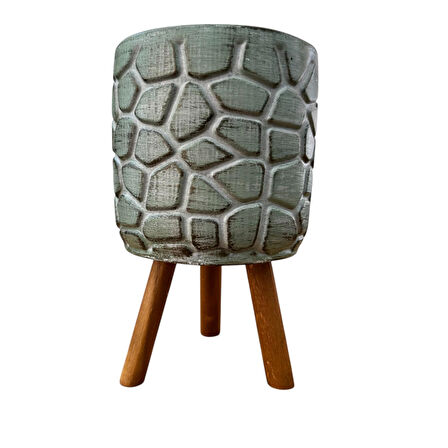 Bitki Tasarımı Ev dekorasyon Yeşil Eskitme Yonca Ayaklı Beton Saksı Çiçeklik Saksılık