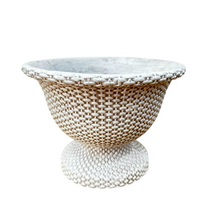 Bitki Tasarımı Ev dekorasyon Hasır Desen Ayaklı Aranjmanlık Beton Saksı Çiçeklik Saksılık