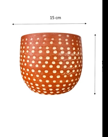 Bitki Tasarımı Nokta Desenli Terakota Saksı & Saksılık Dekoratif Salon Çiçekliği 15 CM