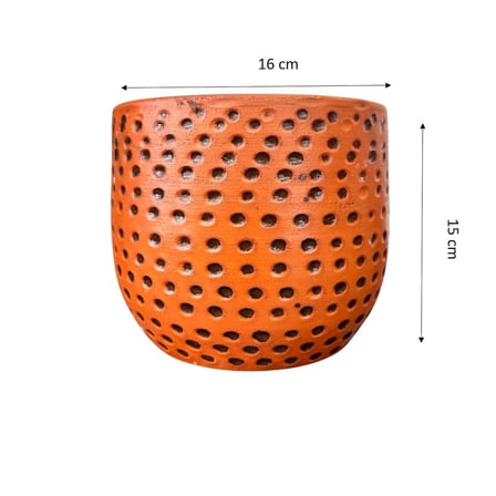 Bitki Tasarımı Siyah Nokta Desenli Terakota Saksı & Saksılık Dekoratif Salon Çiçekliği 15 CM