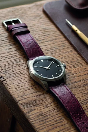 22mm Premium Hakiki Deri Saat Kordonu Klasik Saat Kayışı Paslanmaz Çelik Tokalı - Bordo