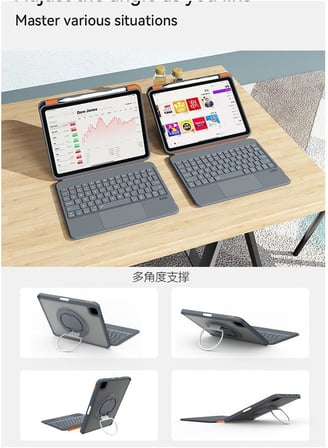 Ipad Air 11 M2/m3 Uyumlu 360° Döner Manyetik Türkçe Q Klavyeli Kılıf (Rgb Işıklı – Trackpad’li) (360Dönen)