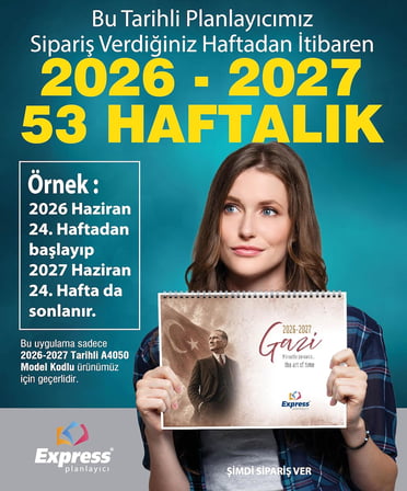 2026-2027 Takvimli A4 Ebat 53 Haftalık Planlayıcı Gazi