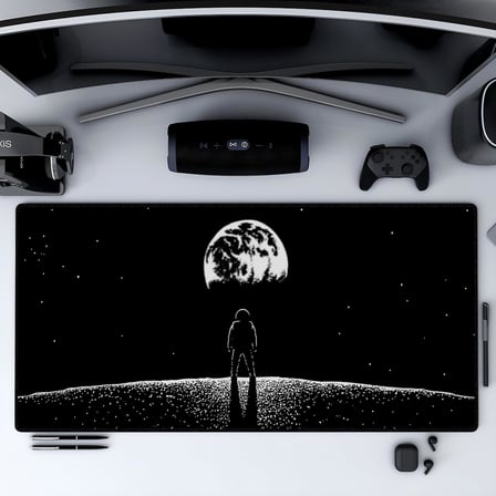 90X40 CM XXL Gaming Mouse Pad [High Density Hybrid Kumaş] [Kaymaz Taban] [Yüksek Çözünürlüklü Baskı] Fare Altlığı Oyuncu Mousepad (The Moon)