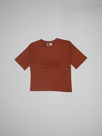 Erkek Çocuk  Genç Gofre Baskılı Bisiklet Yaka Tişört