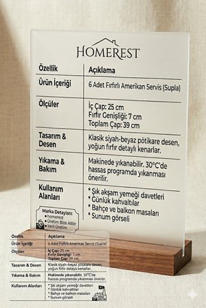 6 Kişilik Siyah Beyaz Pötikare Desenli Fırfırlı Amerikan Servis - Modern ve Şık Masalar İçin Supla