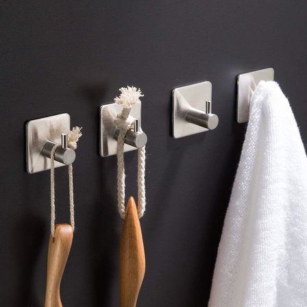 Paslanmaz Çelik 4 adet Topuzlu Banyo Askısı Havluluk Havlu Askılık inox - kendinden yapışmalı sistem