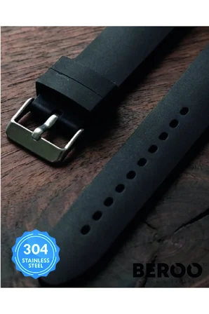 20mm Premium Düz Silikon Saat Kordonu – Ultra Konforlu, Su Geçirmez, Dayanıklı Tasarım - Siyah
