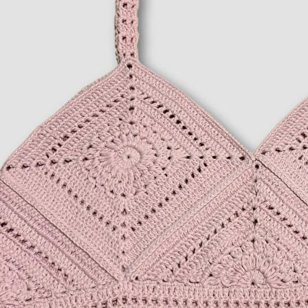 Uretti - Yıldız 7202 - El Örgüsü Crop Büstiyer Bikini Üstü Motif - Lila