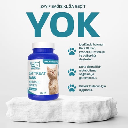 Immunity Kedi Köpek Ödül Tableti Kedi Bağışıklık Sistemi Güçlendirici Tablet Beta Glukan