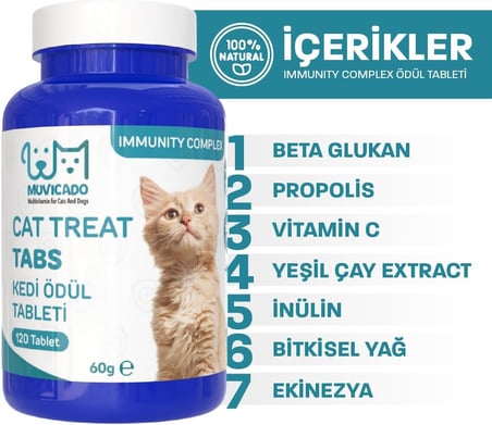 Immunity Kedi Köpek Ödül Tableti Kedi Bağışıklık Sistemi Güçlendirici Tablet Beta Glukan