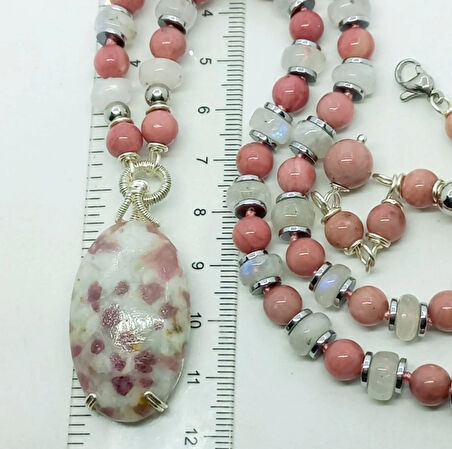 2434 Rubellite Rodonit Aytaşı el yapımı kolye