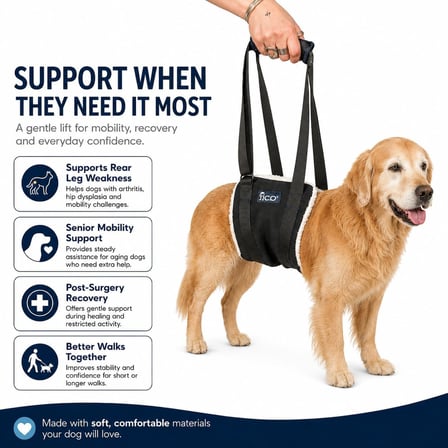 Köpek Yürüyüş Desteği – Sling Taşıma Aparatı, Felçli ve Yaşlı Köpekler İçin Yürüme Yardımı, Ortopedik Destek (L)