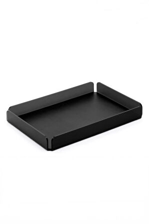 Siyah Pleksi Çay Kahve Sunum Servis Tepsisi  Ofis  Masa Üstü Evrak Düzenleyici- Banyo Organizer Şık ve Dayanıklı  25x17cm