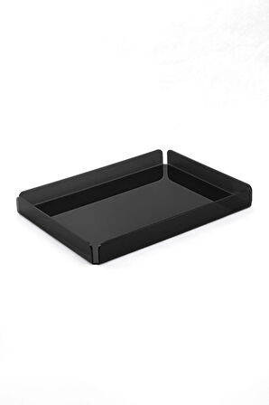 Siyah Pleksi Çay Kahve Sunum Servis Tepsisi Ofis Masa Üstü Evrak Düzenleyici-Banyo Organizer 30x22cm