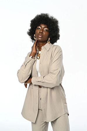 KADIN OVERSİZE DÜZ GÖMLEK