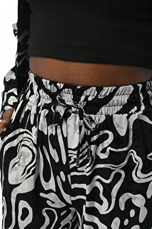 KADIN BELİ LASTİKLİ BOL PAÇA DESENLİ JAKARLI PANTOLON