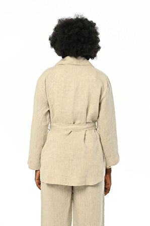 KADIN ÖNDEN BAĞLAMALI NATUR GÖMLEK