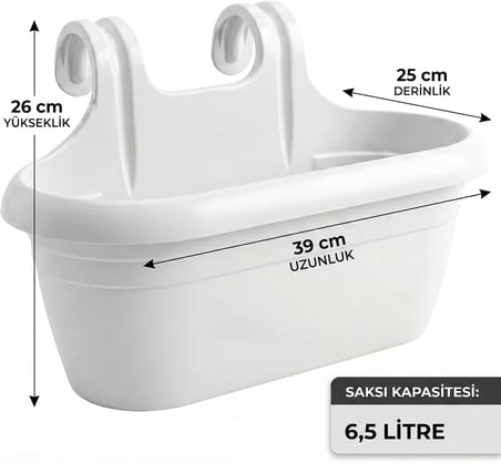 Hera Balkon Saksısı Askılı Drenaj Izgaralı Denge Aparatlı Plastik Saksı (2 Adet, Yeşil)