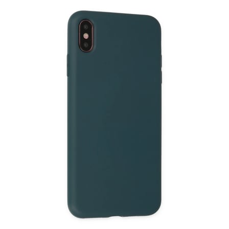 Apple iPhone XS Max Kılıf Nano içi Kadife Silikon - Koyu Yeşil