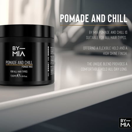BY MIA Pomade and Chill, Parlak Görünüm, Esnek Tutuş, Erkekler ve Kadınlar için Saç Vaksı 130 ml
