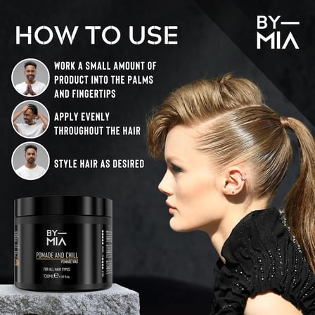 BY MIA Pomade and Chill, Parlak Görünüm, Esnek Tutuş, Erkekler ve Kadınlar için Saç Vaksı 130 ml