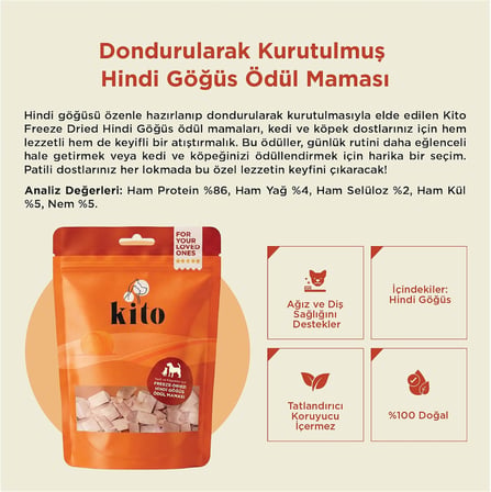 Freeze Dried Hindi Göğüs Köpek Ödül Maması%100 Doğal, Glutensiz 30 gr(Dog Treat)
