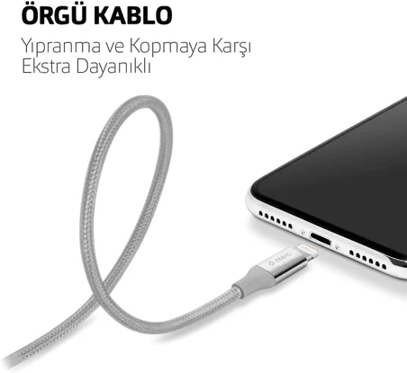 AlumiCable iPh. 120cm Şarj Kablosu - Gümüş (2DK16G)