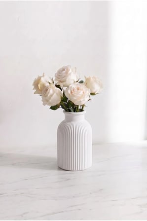 Senfoni Vazo Dekoratif Set - Modern Minimalist Estetik Tasarım Dekoratif Set - Pilli Mum, Mumluk Ve Tepsi Dahil Ev Ofis Salon Dekorasyonu İçin Şık Kompozisyon - Ahenk Tasarım