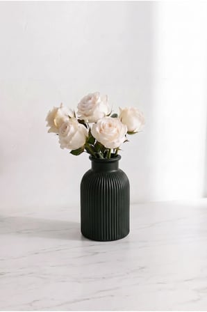 Senfoni Vazo Dekoratif Set - Modern Minimalist Estetik Tasarım Dekoratif Set - Pilli Mum, Mumluk Ve Tepsi Dahil Ev Ofis Salon Dekorasyonu İçin Şık Kompozisyon - Ahenk Tasarım