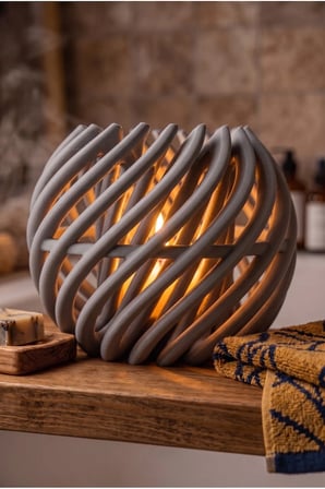 Mira Dekoratif Mumluk Sarmal Spiral Şamdan - Modern Şık Estetik Mum Standı, Pilli Mum Uyumlu (Mum Dahil Değil), Salon Ofis Yemek Masası Dekorasyon Hediyelik