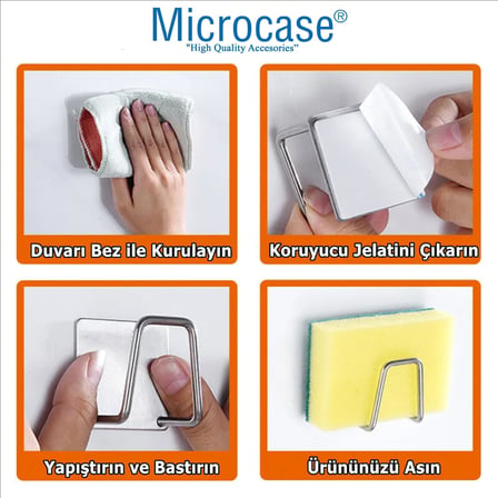 Güçlü Yapışkanlı Metal Banyo Mutfak Eşya Havlu Vb Ürün Askılığı AL4467-2 Adet Gümüş