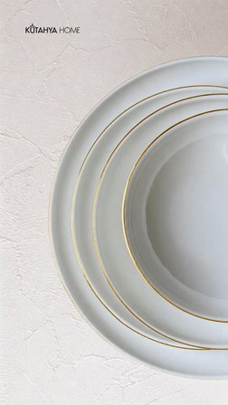 Lüks Altın Yaldız File Desenli Modern Porselen Yemek Takımı 24 parça 6 Kişilik Timeless Design