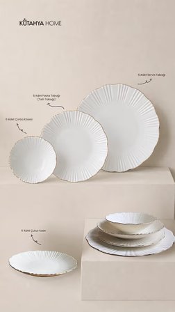 Timeless Elegance Yemek Takımı 24 Parça Gerçek Altın Lüks Modern
