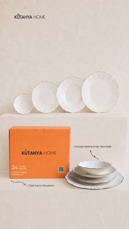 Timeless Elegance Yemek Takımı 24 Parça Gerçek Altın Lüks Modern