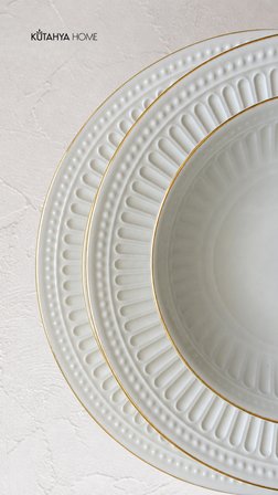 Valencia Gold Altın Yaldızlı 24 Parça Porselen Yemek Takımı – Şık İnce Kenar Detaylı
